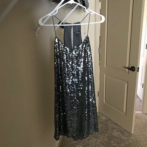 Express Sequin Gray Slip Dress
